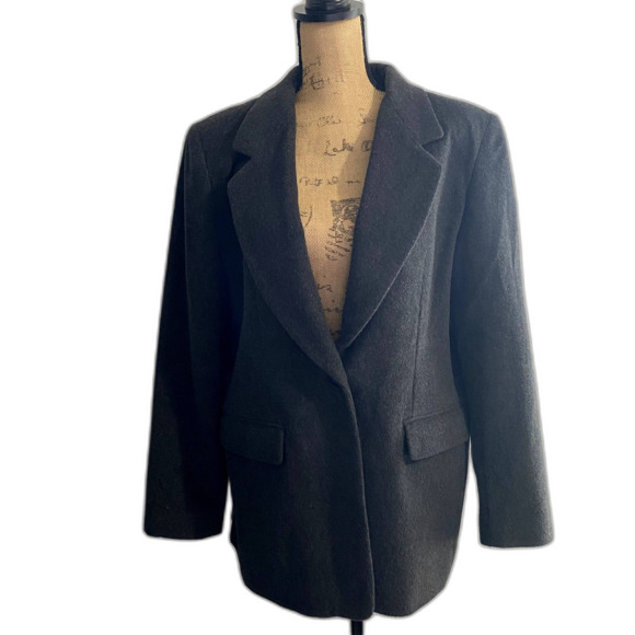 Vintage J.G. Hook Women's Charcoal Gray Blazer Wool Cashmere Blend Size 14 - Picture 1 of 5